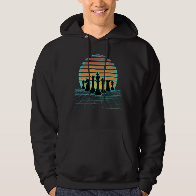 Retrowave Schachfiguren Ästhetischer 80er Style Ga Hoodie (Vorderseite)