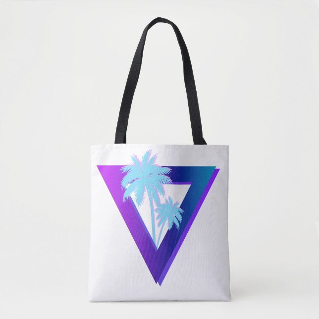 RETROWAVE SYNTHWAVE PALM BÄUME TRIANGLE TASCHE (Vorderseite)