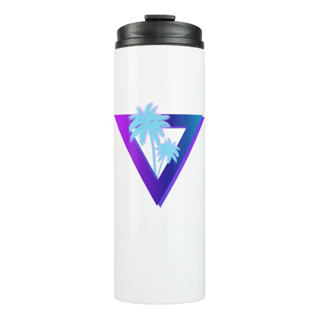 RETROWAVE SYNTHWAVE PALM BÄUME TRIANGLE TUMBLER THERMOSBECHER (Vorderseite)