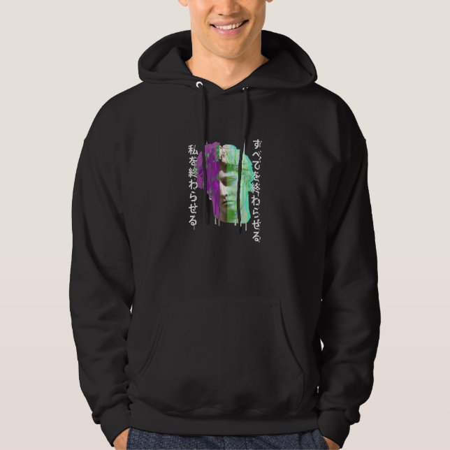 Retrowave-Synthwave-Vaporwave-Glitch-Glitch-Statue Hoodie (Vorderseite)