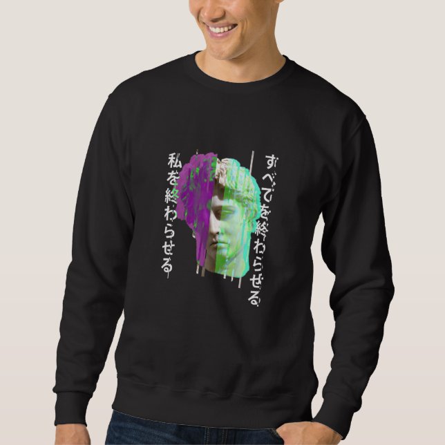 Retrowave-Synthwave-Vaporwave-Glitch-Glitch-Statue Sweatshirt (Vorderseite)