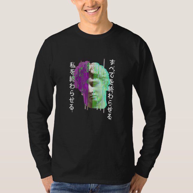 Retrowave-Synthwave-Vaporwave-Glitch-Glitch-Statue T-Shirt (Vorderseite)