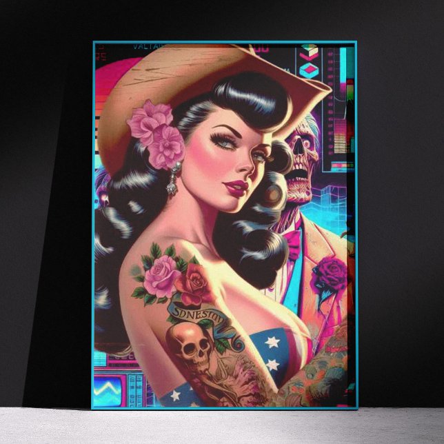 Retrowave Western Pin-up Poster (Von Creator hochgeladen)