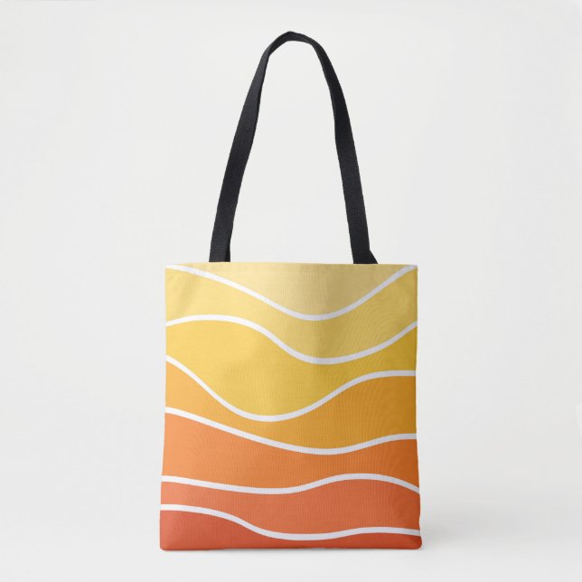 Retrowelle in Gelb und Orange Tasche (Vorderseite)