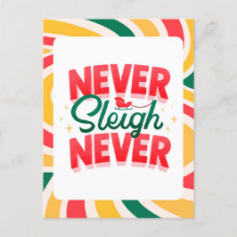 Retrowelle Weihnachtspostkarte "Never Sleigh Never Postkarte