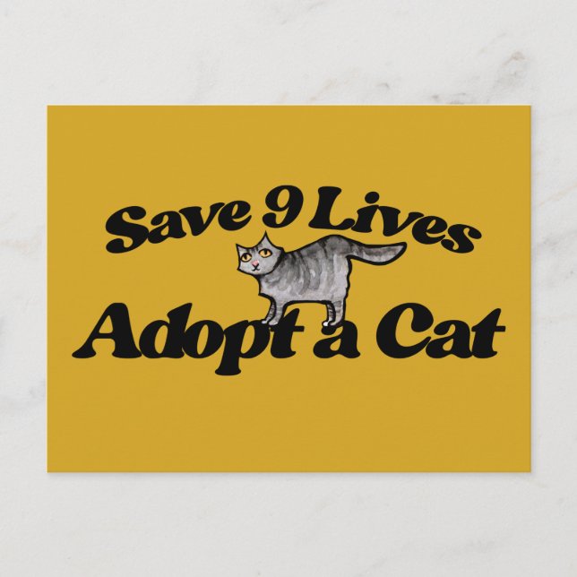 Rett 9 Leben Adoptiere eine Katze Postkarte (Vorderseite)