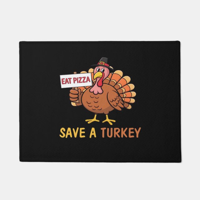 Rett A Turkey Eat Pizza Funny Erntedank Classic Fußmatte (Vorderseite)