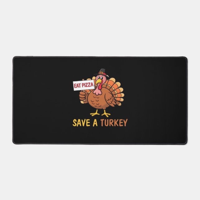 Rett A Turkey Eat Pizza Funny Erntedank Classic Schreibtischunterlage (Vorderseite)