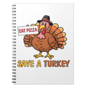 Rett A Turkey Eat Pizza Funny Erntedank Oversiz Notizblock