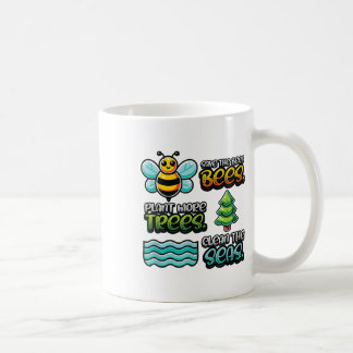 Rett Bienen Pflanze Bäume saubere Meere Umwelt Pro Kaffeetasse