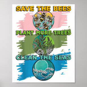 Rett Bienen Pflanze Bäume saubere Meere Umwelt Pro Poster