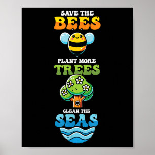 Rett Bienen Pflanze Bäume saubere Meere Umwelt Pro Poster