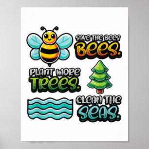 Rett Bienen Pflanze Bäume saubere Meere Umwelt Pro Poster