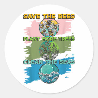 Rett Bienen Pflanze Bäume saubere Meere Umwelt Pro Runder Aufkleber