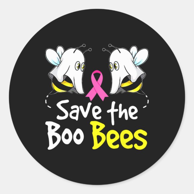 Rett Boo Bees Fun Breast Cancer Awareness Hallowee Runder Aufkleber (Vorderseite)