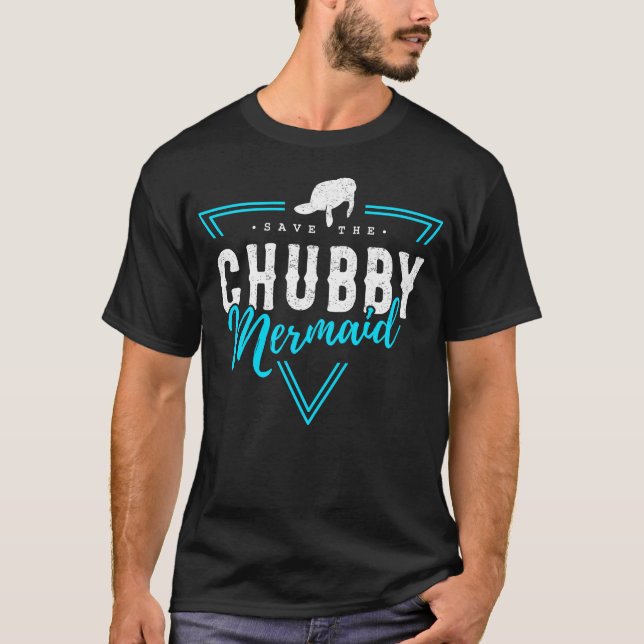 Rett Chubby Mermaid Vintag Manatee T-Shirt (Vorderseite)
