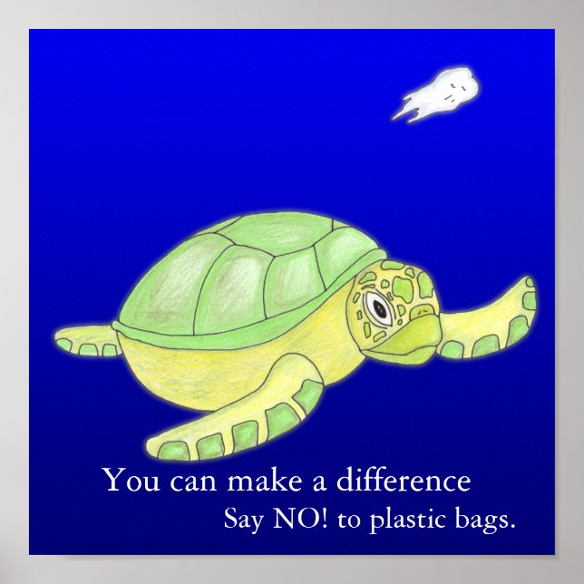 Rett das Meer, sag NEIN! zu Plastiktüten Poster (Vorne)