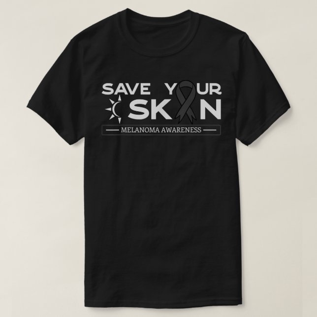 Rett dein Skin Melanoma Awareness Black Ribbon Ski T-Shirt (Design vorne)