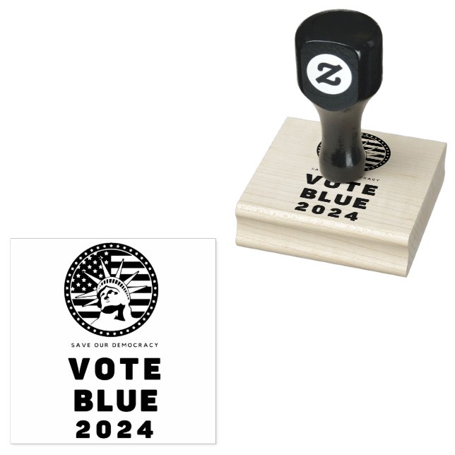 Rett Demokratie Abstimmung Blau 2024 Wahl Gummistempel (Stempel)
