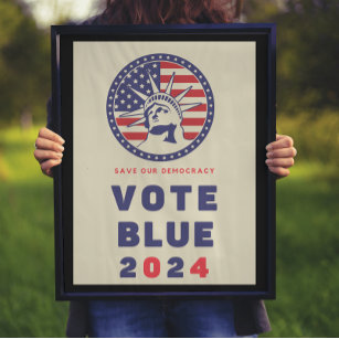 Rett Demokratie Abstimmung Blau 2024 Wahl Poster