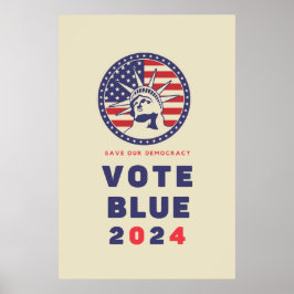Rett Demokratie Abstimmung Blau 2024 Wahl Poster