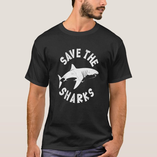Rett den Haie auf, Haifischtaucher zu finnen T-Shirt (Vorderseite)