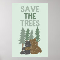 Rett der Bäume Niedliche Bären am Wald Earth Day
