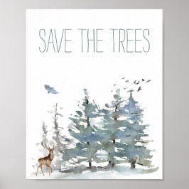 Rett der Bäume Wasserfarbenwald Poster