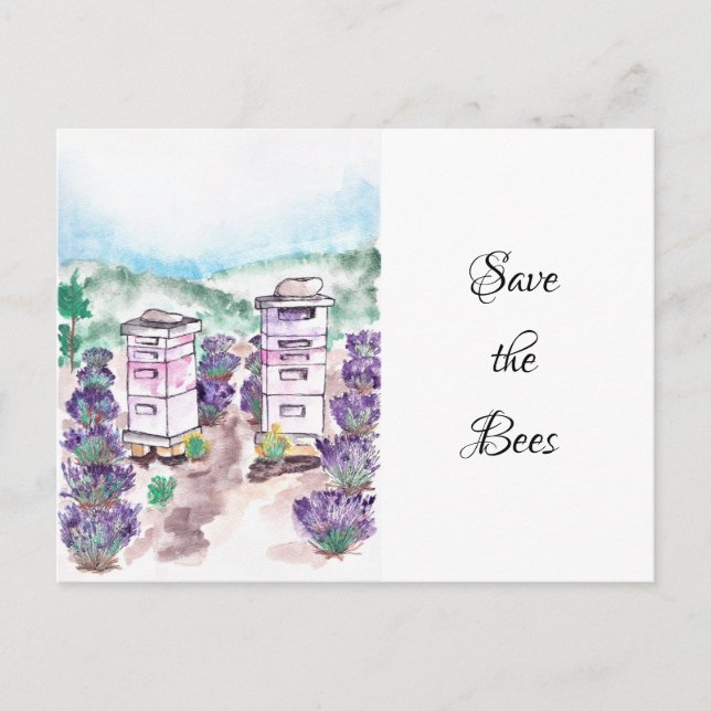 Rett der Bienen-Aquarellkarte Postkarte (Vorderseite)