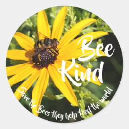 Rett der Bienen "Bee Kind" Runder Aufkleber