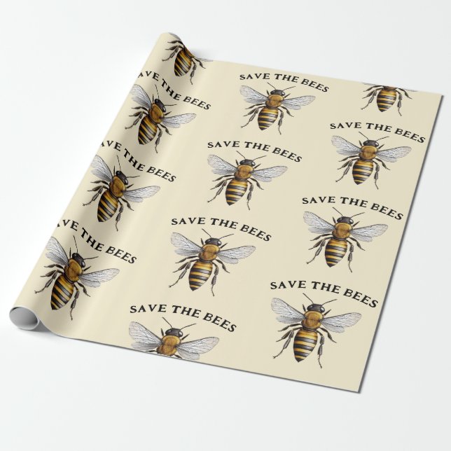 Rett der Bienen Beige Geschenkpapier (Ungerollt)