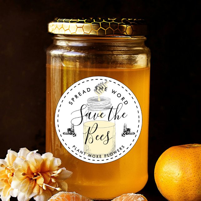 Rett der Bienen fügen Sie Ihr eigenes Angebot Runder Aufkleber (Von Creator hochgeladen)