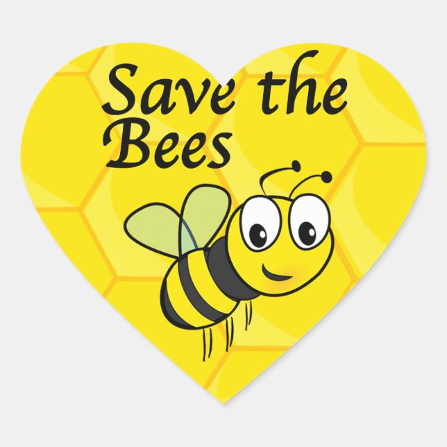 Rett der Bienen Herz-Aufkleber (Vorderseite)