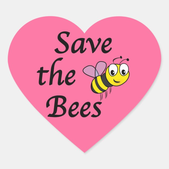 Rett der Bienen Herz-Aufkleber (Vorderseite)