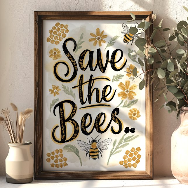 Rett der Bienen Honeycomb Blume Conservation Art Poster (Von Creator hochgeladen)