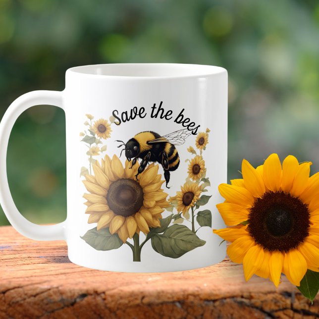 Rett der Bienen Hummeln & Sonnenblumen Kaffeetasse (Von Creator hochgeladen)