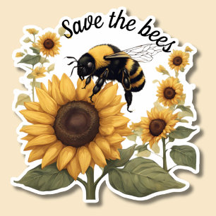 Rett der Bienen Hummeln & Sonnenblumen Wasserdicht Aufkleber
