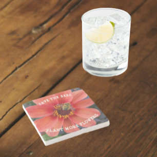 Rett der Bienen Orange Dahlia Floral Steinuntersetzer