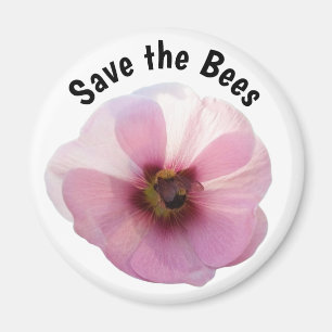 Rett der Bienen Pink Hollyhock Magnet