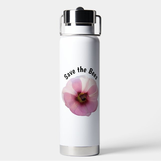 Rett der Bienen Pink Hollyhock Trinkflasche (Hinten)