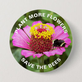Rett der Bienen Rosa Zinnia-Blume Button