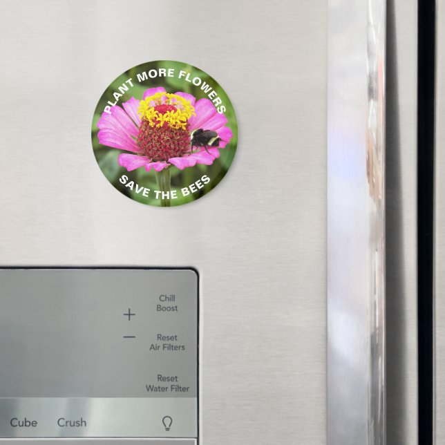 Rett der Bienen Rosa Zinnia Floral Magnet (In Situ (Kühlschrank))