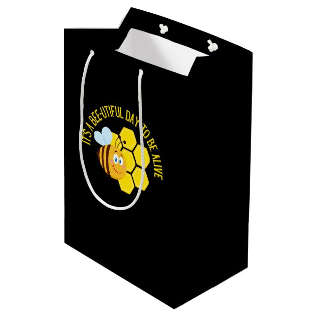 Rett der Bienen-Slogan Quotes Sensibilisierungsges Mittlere Geschenktüte (Rückseite Schrägansicht)