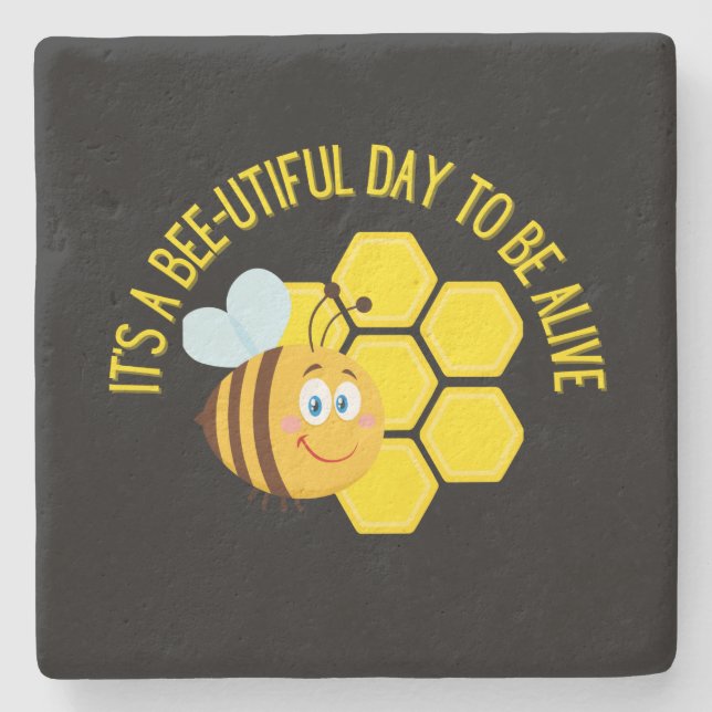 Rett der Bienen-Slogan Quotes Sensibilisierungsges Steinuntersetzer (Vorderseite)