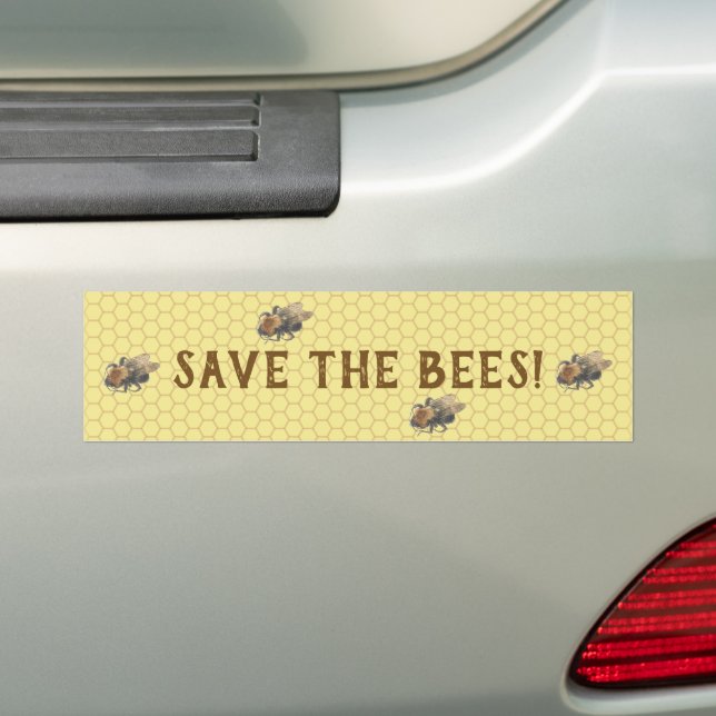 Rett der Bienen | Vintage Honigbiene und Honeycomb Autoaufkleber (Auf Auto)
