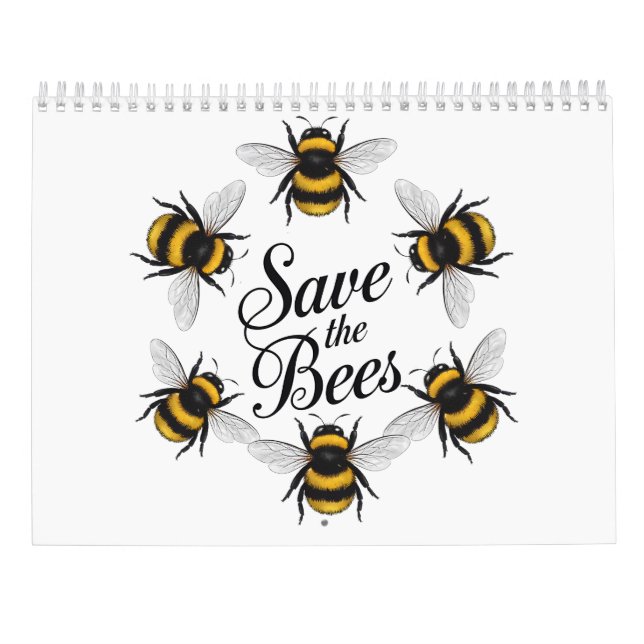 Rett der Bienenart als fliegende Insektenwissensch Kalender (Rückseite)