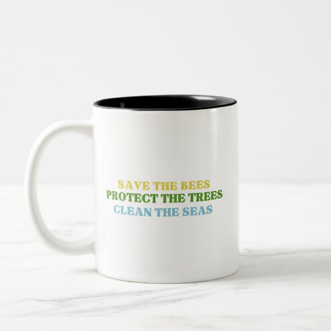 rett der Bienenposter, die die Bienenposter gerett Zweifarbige Tasse (Links)