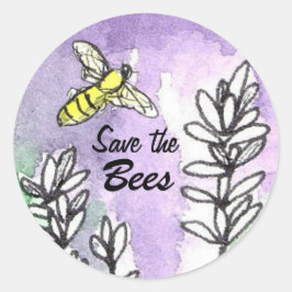 Rett der Bienenzucht-Blume Wasserfarbe Runder Aufkleber