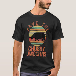 Rett der Chubby Unicorns Retro Style Rhino T-Shirt