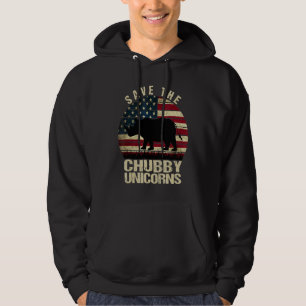 Rett der Chubby Unicorns Vintag Retro Rhino Anim Hoodie